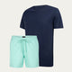 T-shirt Casual Bleu Foncé + Short de Bain Vert Menthe