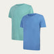 Casual T-Shirt Grün & Blau 2er-Pack