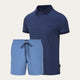 Set Dunkelblaues Slim Fit Poloshirt + Eisblaue Badehose