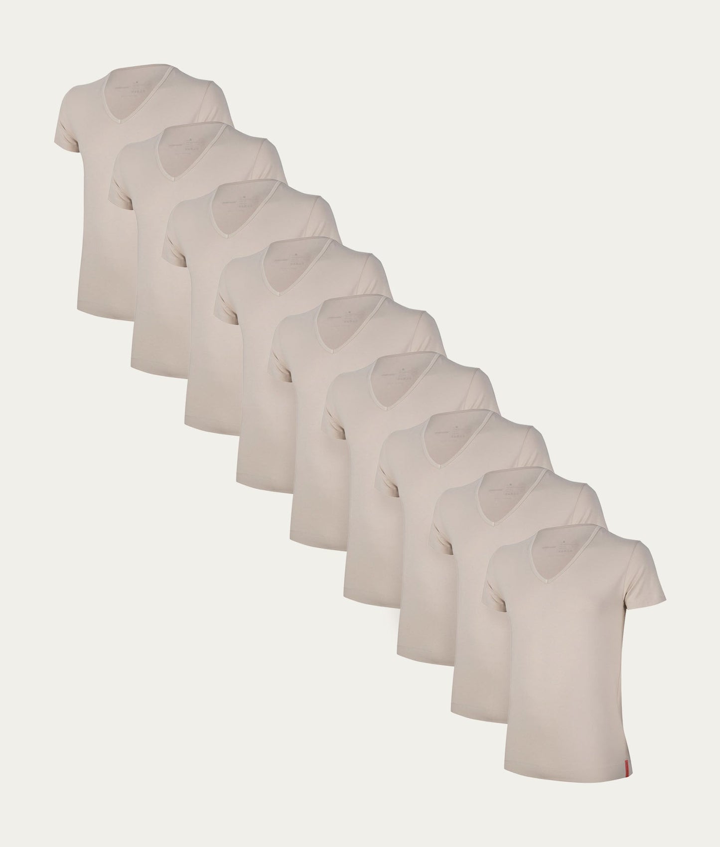 9-pack khaki T-shirts met diepe V-hals | Undiemeister