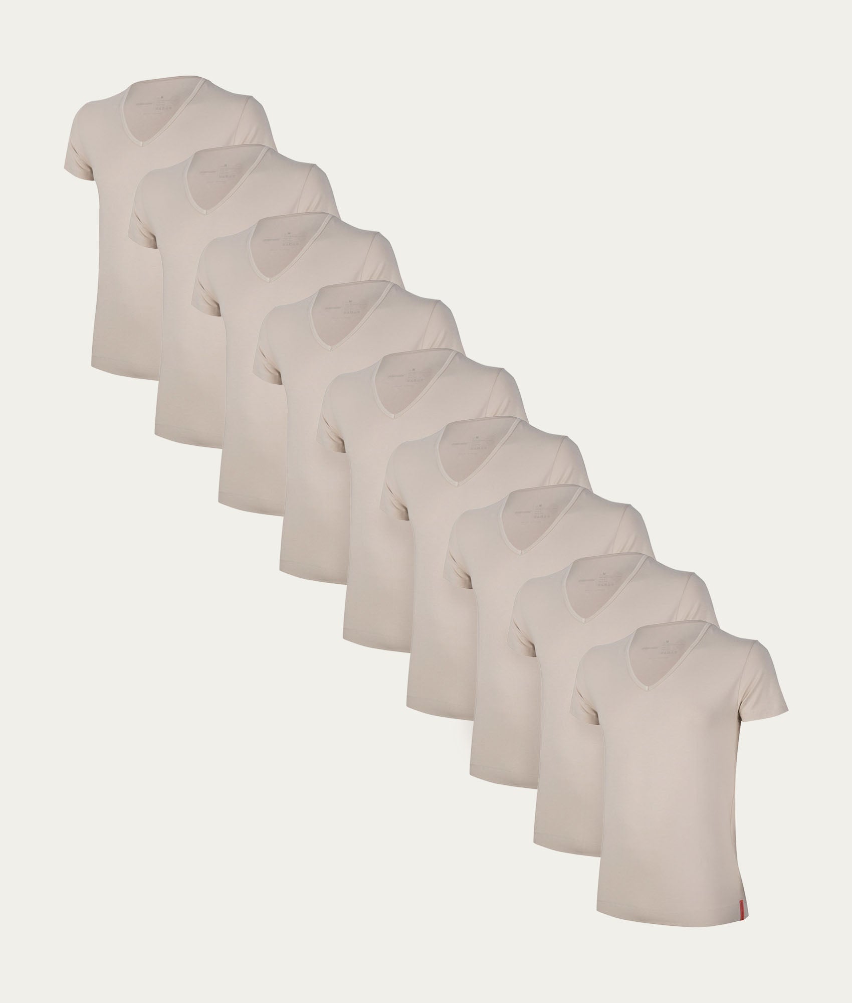 9-pack khaki T-shirts met diepe V-hals | Undiemeister