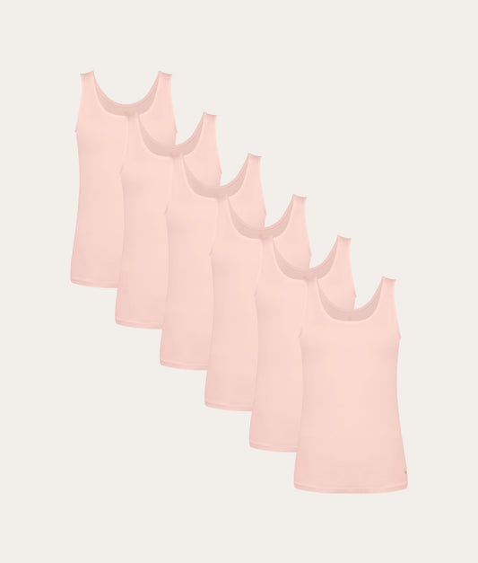 Lichtroze Dames Tanktop Blush Dusk (6 - pack) - Undiemeister