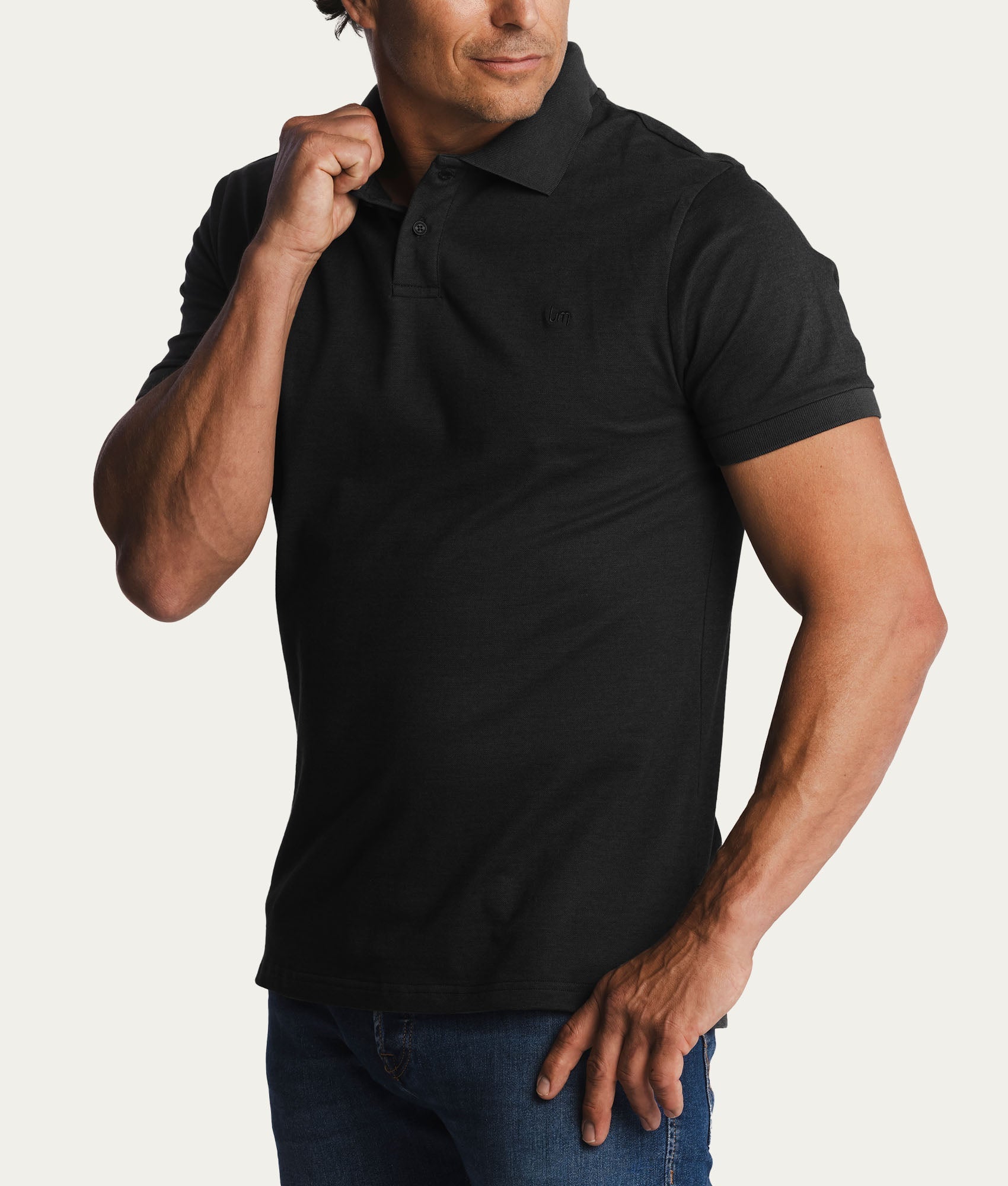 Black Slim Fit Polo Volcano Ash - Undiemeister
