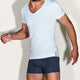 Camiseta Slim Fit Blanca Cuello en V Profundo Chalk White