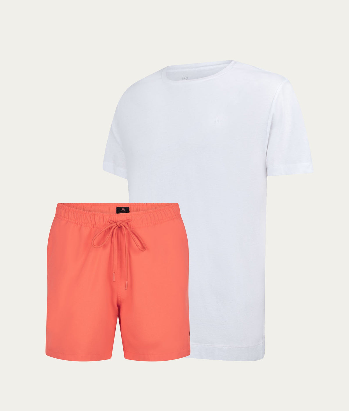Wit Casual T-shirt + Koraalrode Zwembroek - Undiemeister
