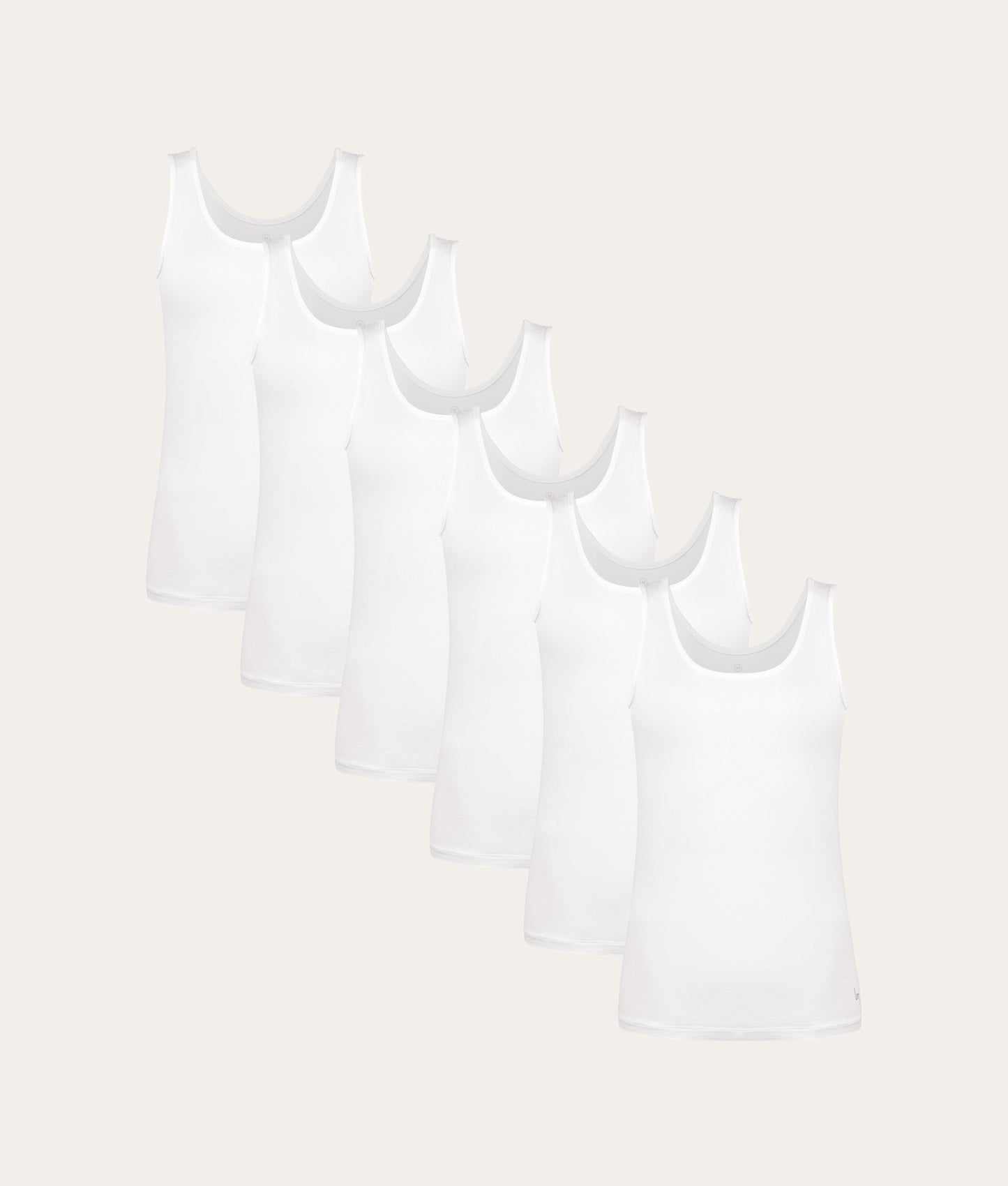 Witte Dames Tanktop Chalk White (6 - pack) - Undiemeister