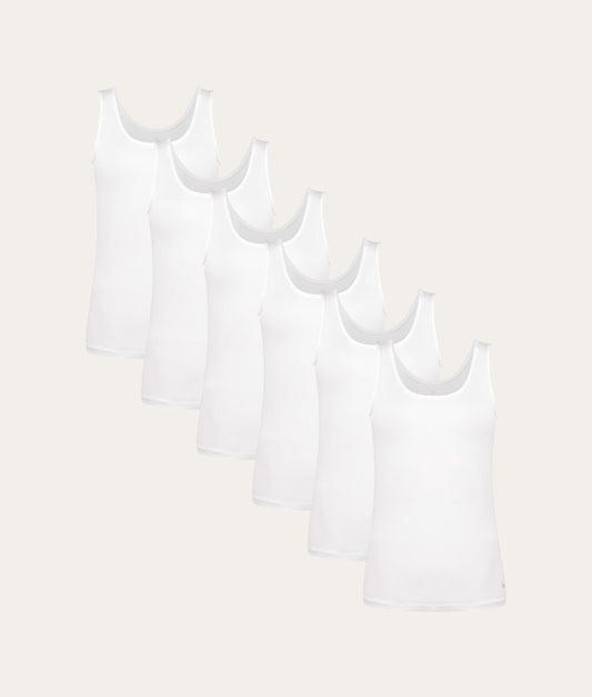 Witte Dames Tanktop Chalk White (6 - pack) - Undiemeister