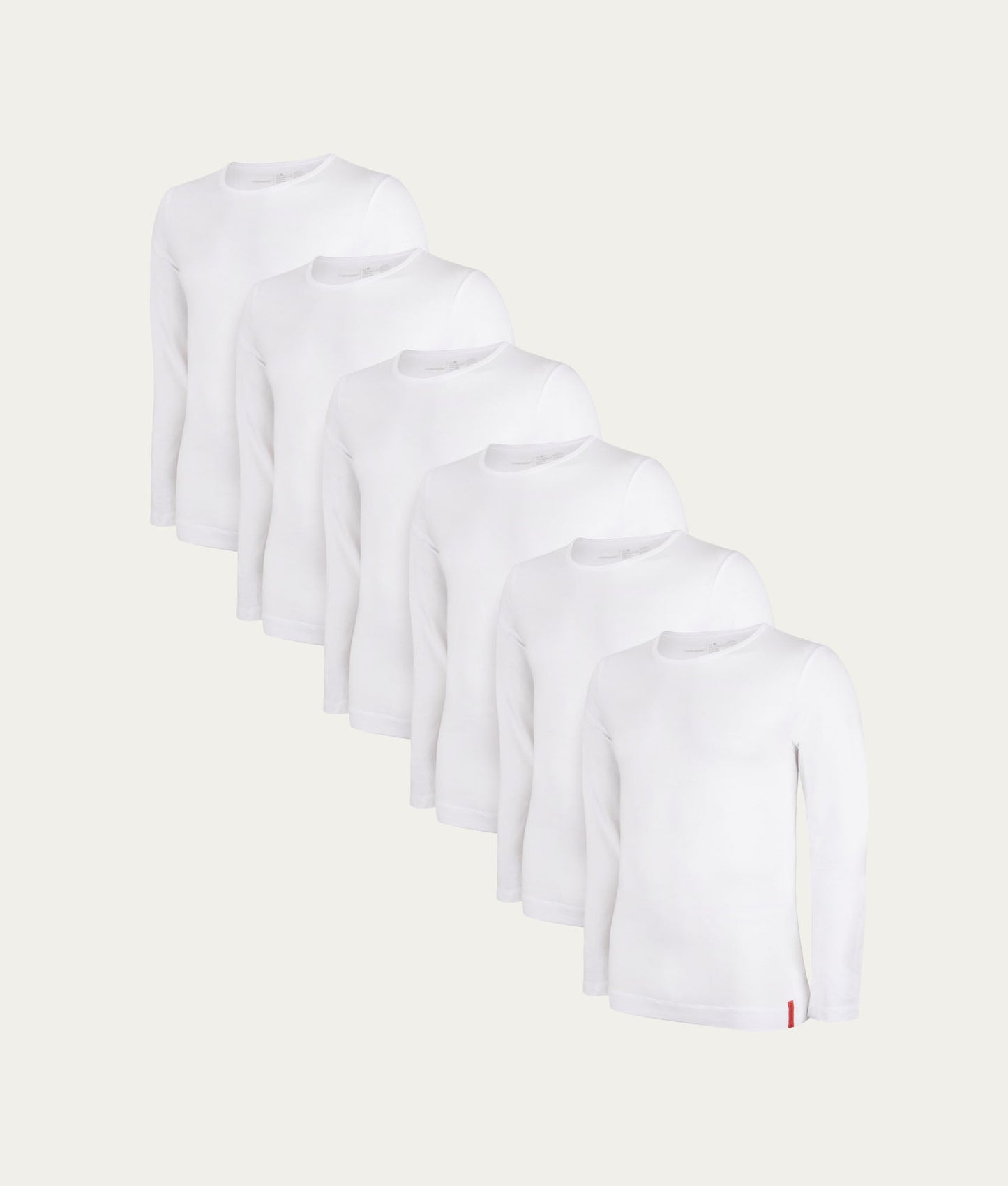 Witte Slim Fit Longsleeve Ronde Hals Chalk White (6 - pack) - Undiemeister