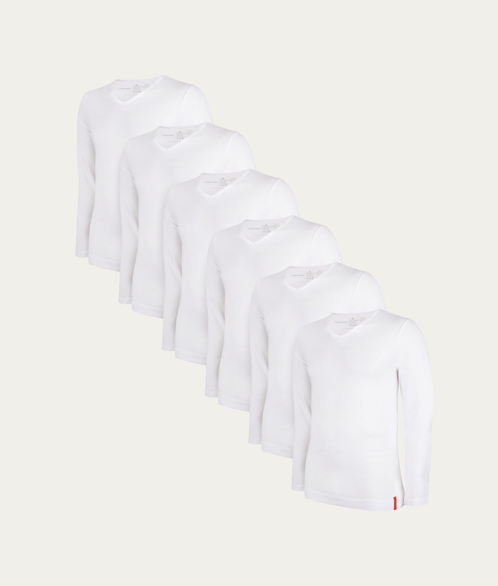 Witte Slim Fit Longsleeve V - hals Chalk White (6 - pack) - Undiemeister