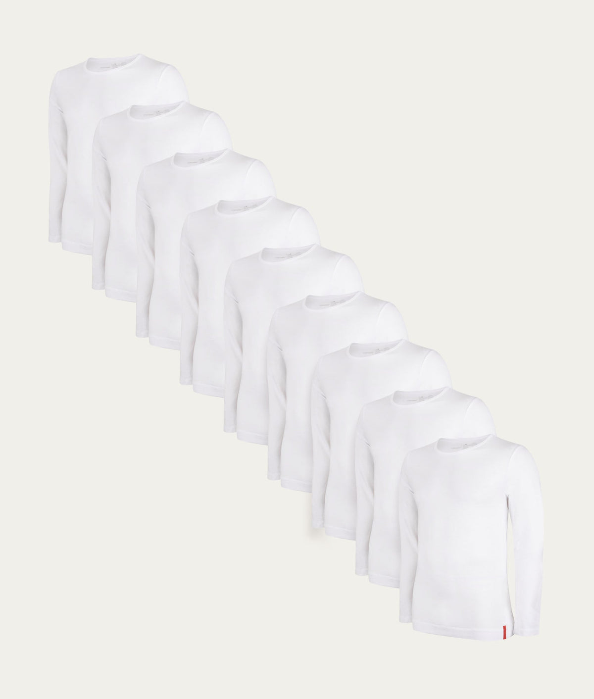 Witte Slim Fit Longsleeves Ronde Hals Chalk White (9-pack) - Undiemeister