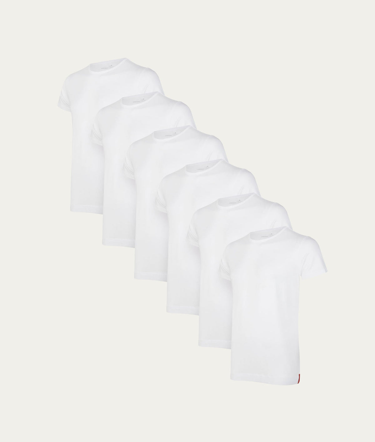 Witte Slim Fit T-shirt Ronde Hals Chalk White (6 - pack) - Undiemeister