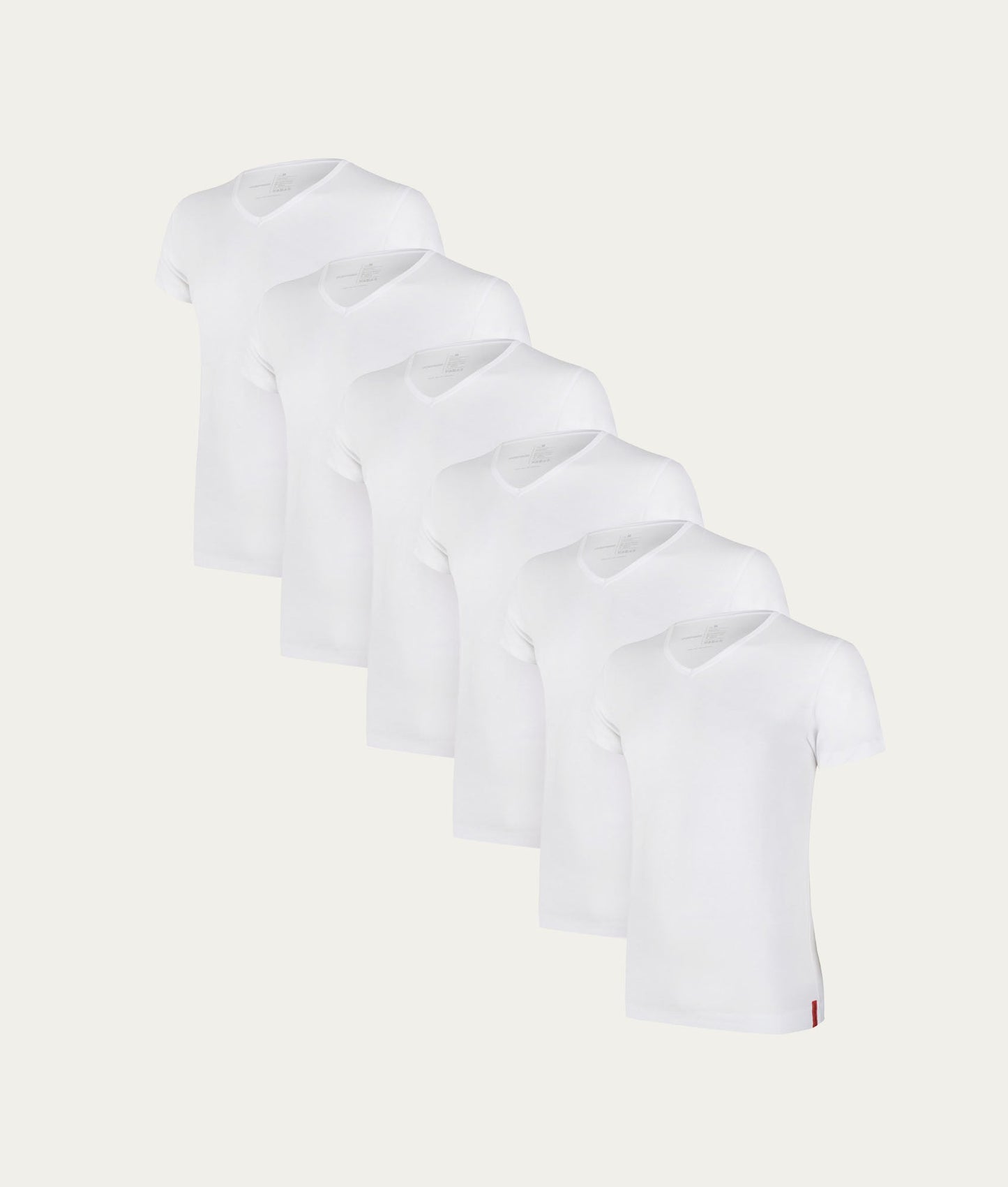 Witte Slim Fit T-shirt V - hals Chalk White (6 - pack) - Undiemeister