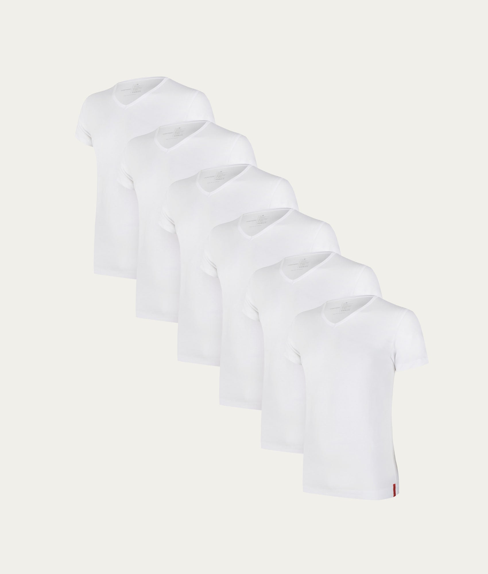 Witte Slim Fit T-shirt V - hals Chalk White (6 - pack) - Undiemeister