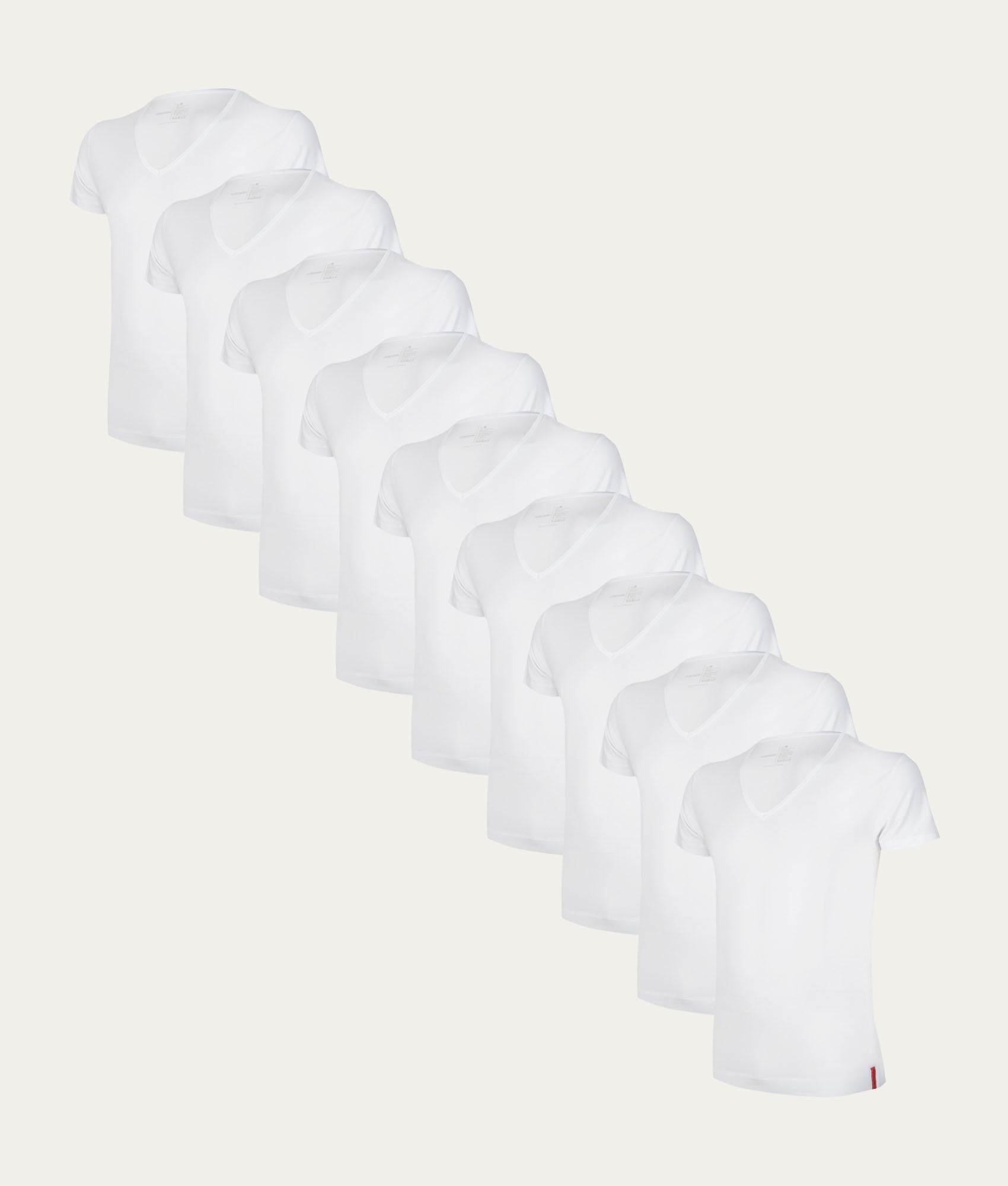 9-pack witte T-shirts met diepe V-hals | Undiemeister