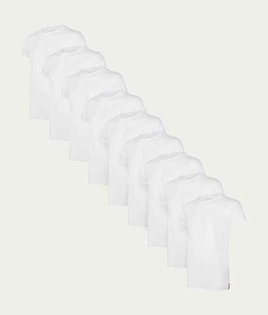 9-pack witte T-shirts met ronde hals | Undiemeister