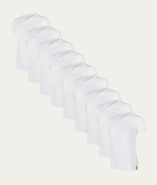 9-pack witte T-shirts met V-hals | Undiemeister