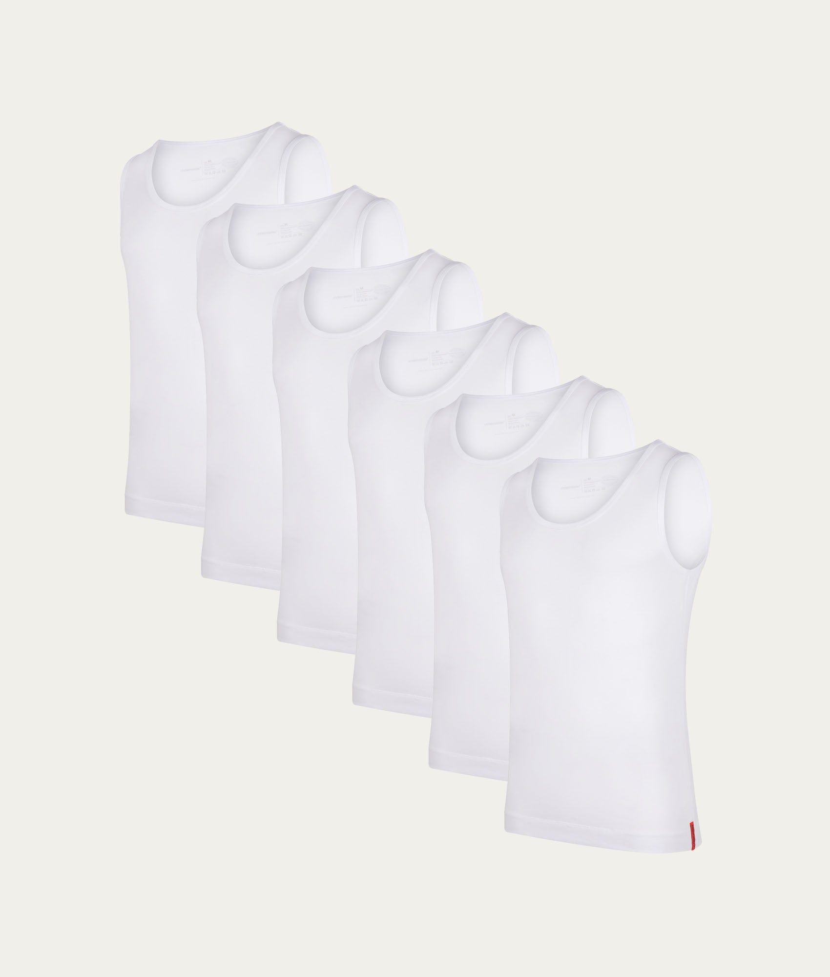 Witte Slim Fit Tanktop Chalk White (6 - pack) - Undiemeister