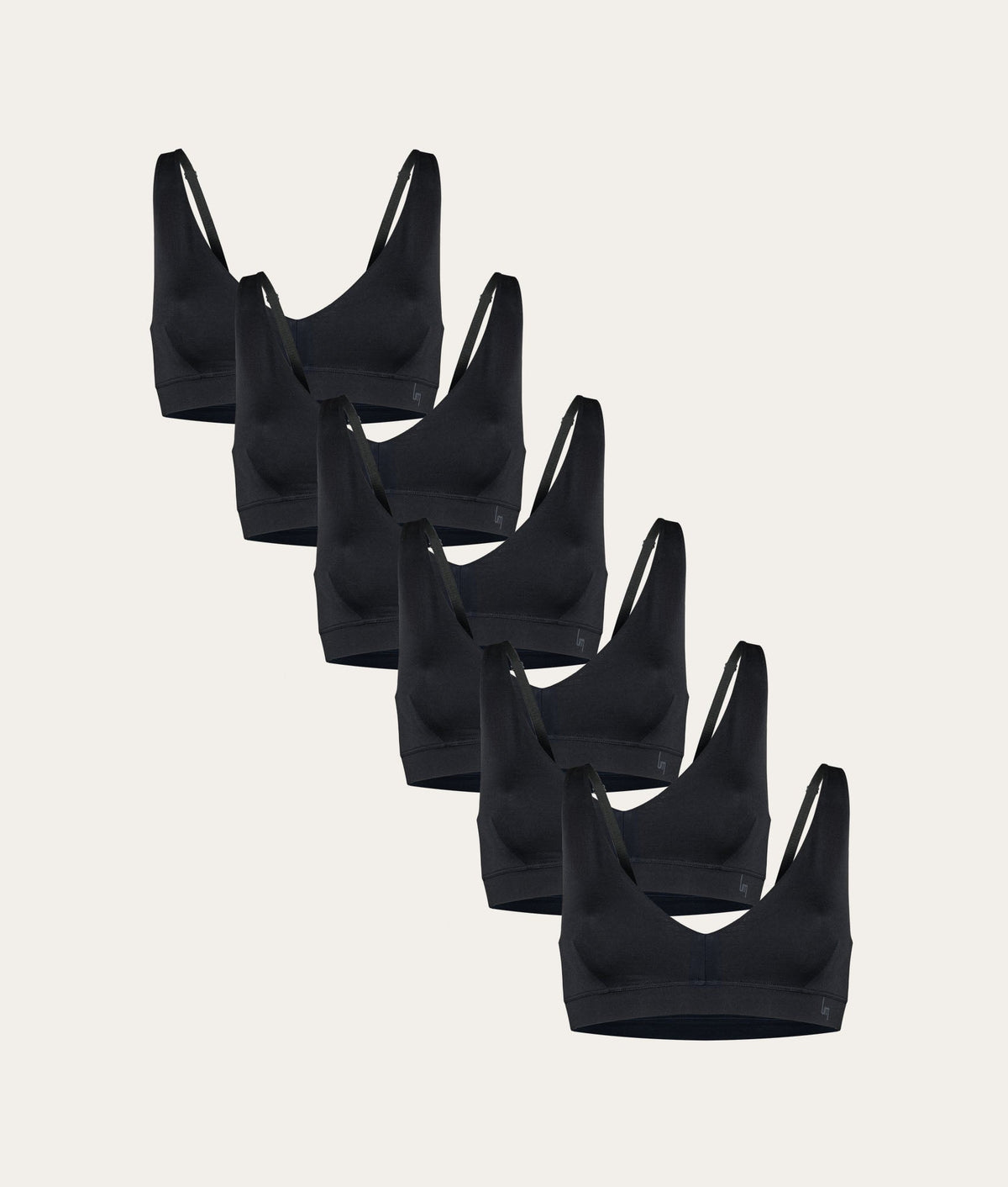 Zwarte Bralette Volcano Ash (6 - pack) - Undiemeister