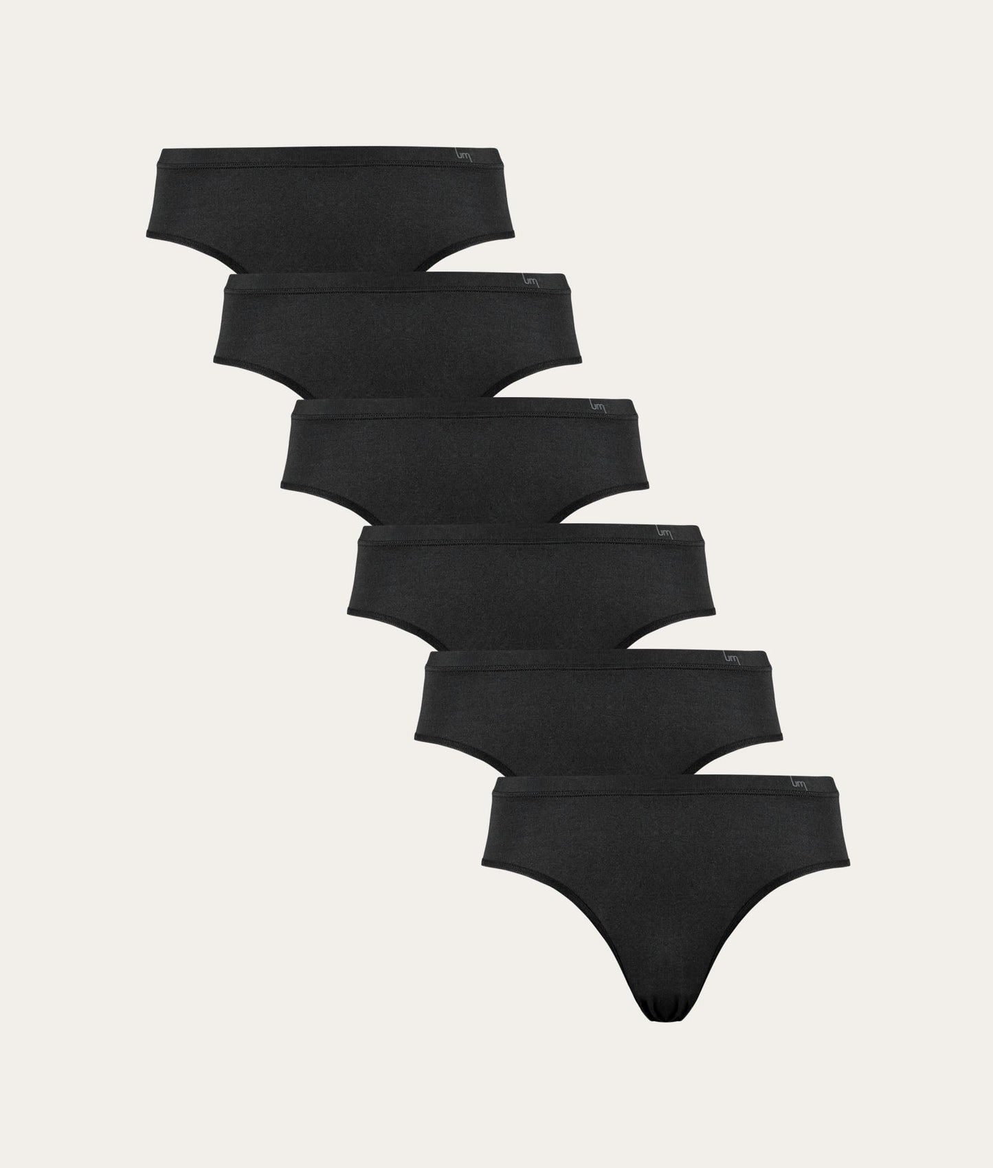 Zwarte Dames Slip Volcano Ash (6 - pack) - Undiemeister