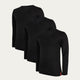 Schwarzes Slim Fit Longsleeve Rundhalsausschnitt Volcano Ash 3er-Pack