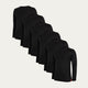 Schwarzes Slim Fit Longsleeve Rundhalsausschnitt Volcano Ash 6er-Pack