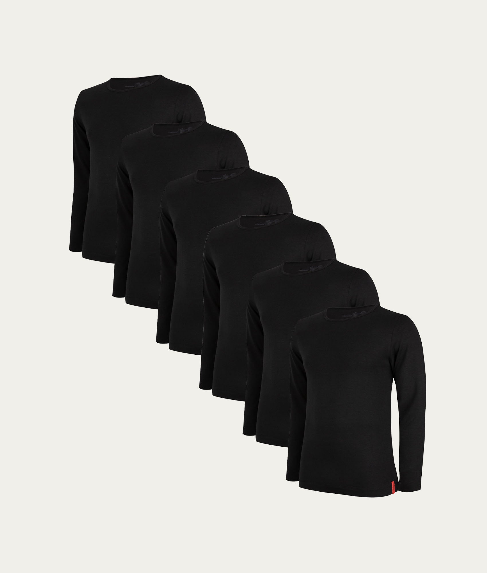 Zwarte Slim Fit Longsleeve Ronde Hals Volcano Ash (6 - pack) - Undiemeister