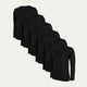 Schwarzes Slim Fit Longsleeve V-halsausschnitt Volcano Ash 6er-Pack