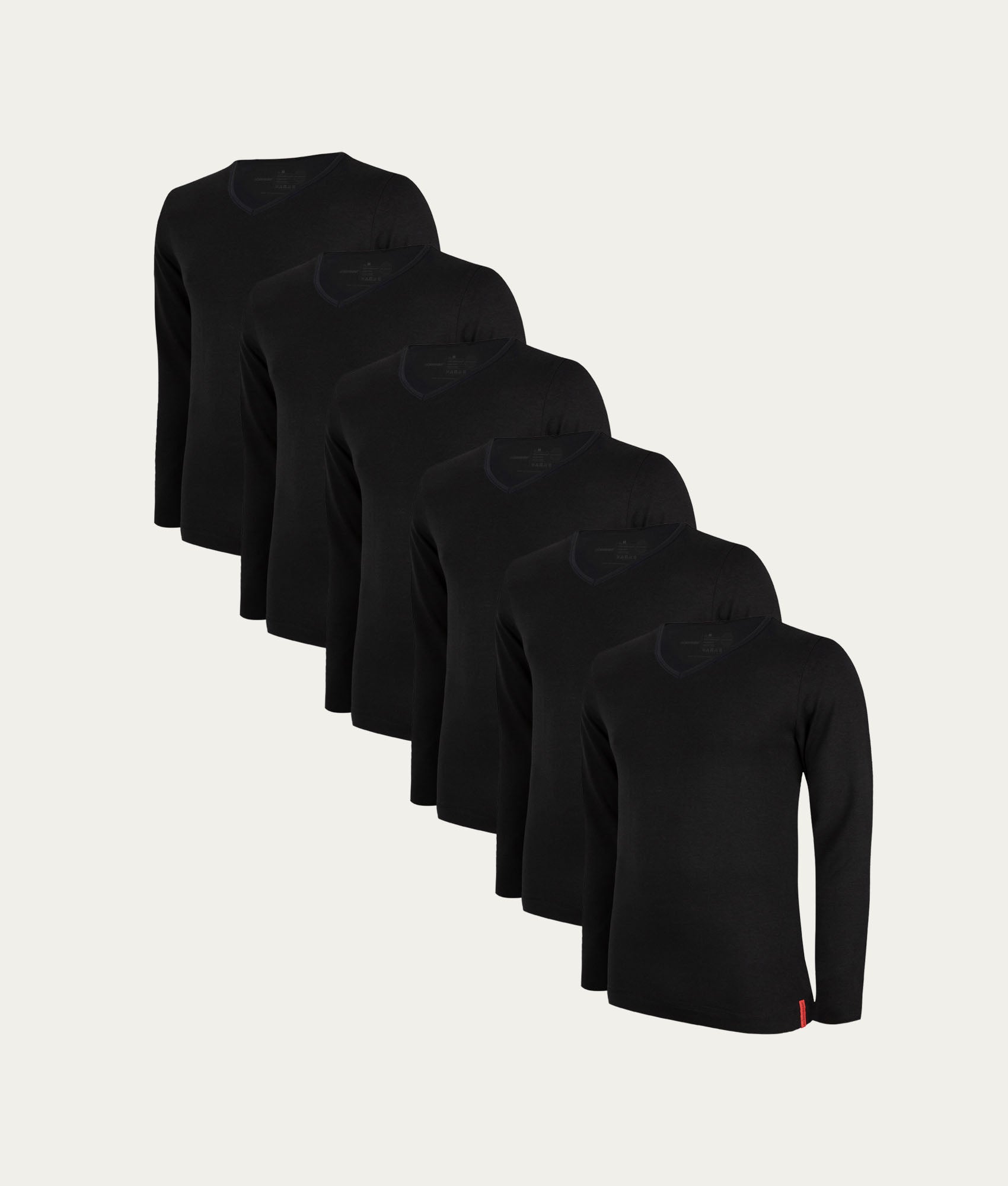 Zwarte Slim Fit Longsleeve V - hals Volcano Ash (6 - pack) - Undiemeister