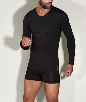 Zwarte Slim Fit Longsleeve V - Hals Volcano Ash - Undiemeister