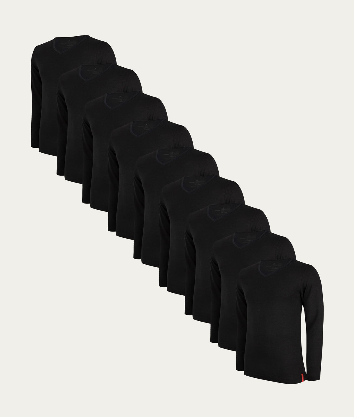 Zwarte Slim Fit Longsleeves V-hals Volcano Ash (9-pack) - Undiemeister