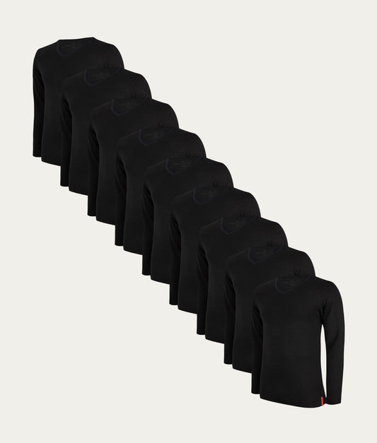 Zwarte Slim Fit Longsleeves V-hals Volcano Ash (9-pack) - Undiemeister