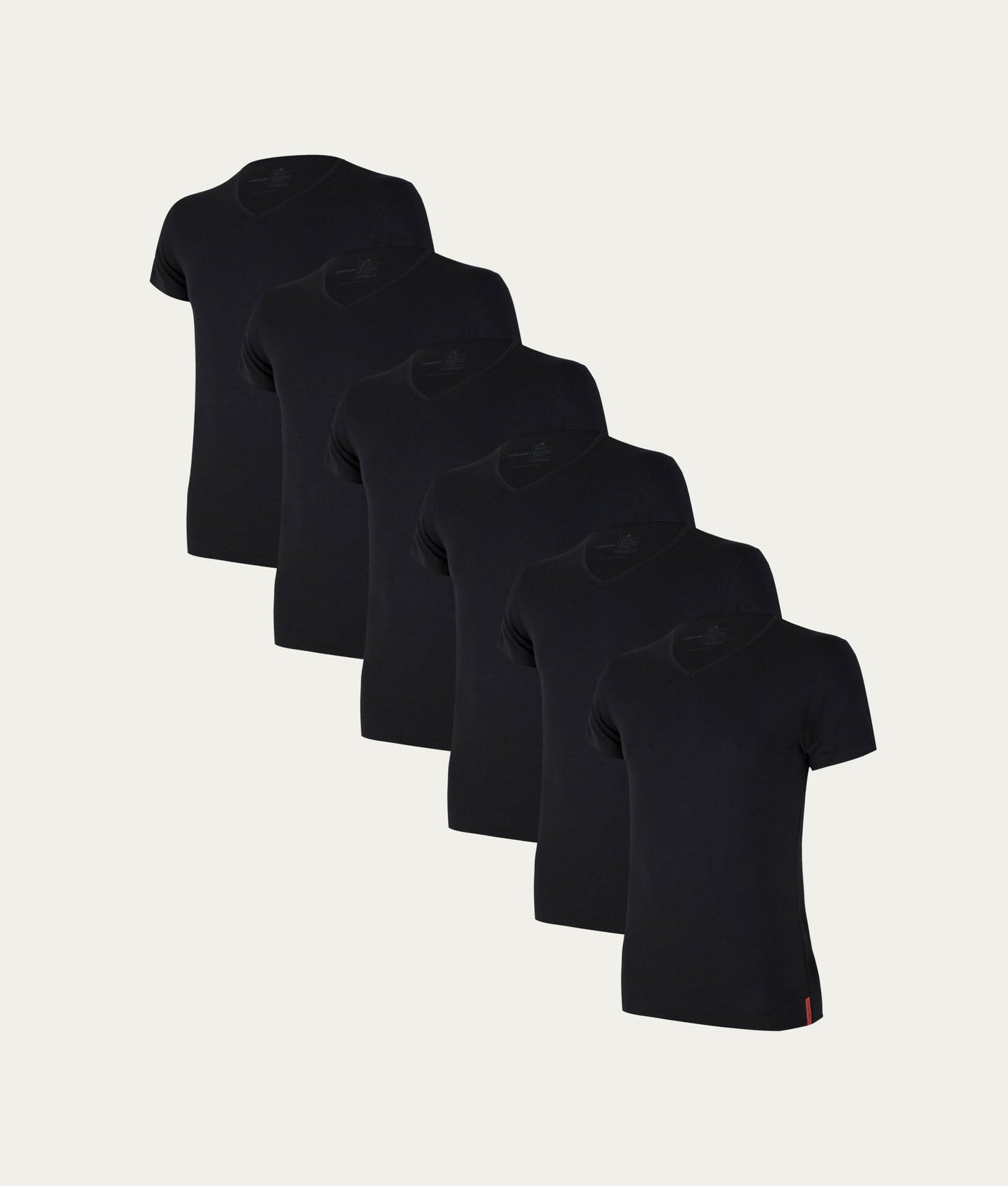 Zwarte Slim Fit T-shirt V - hals Volcano Ash (6 - pack) - Undiemeister