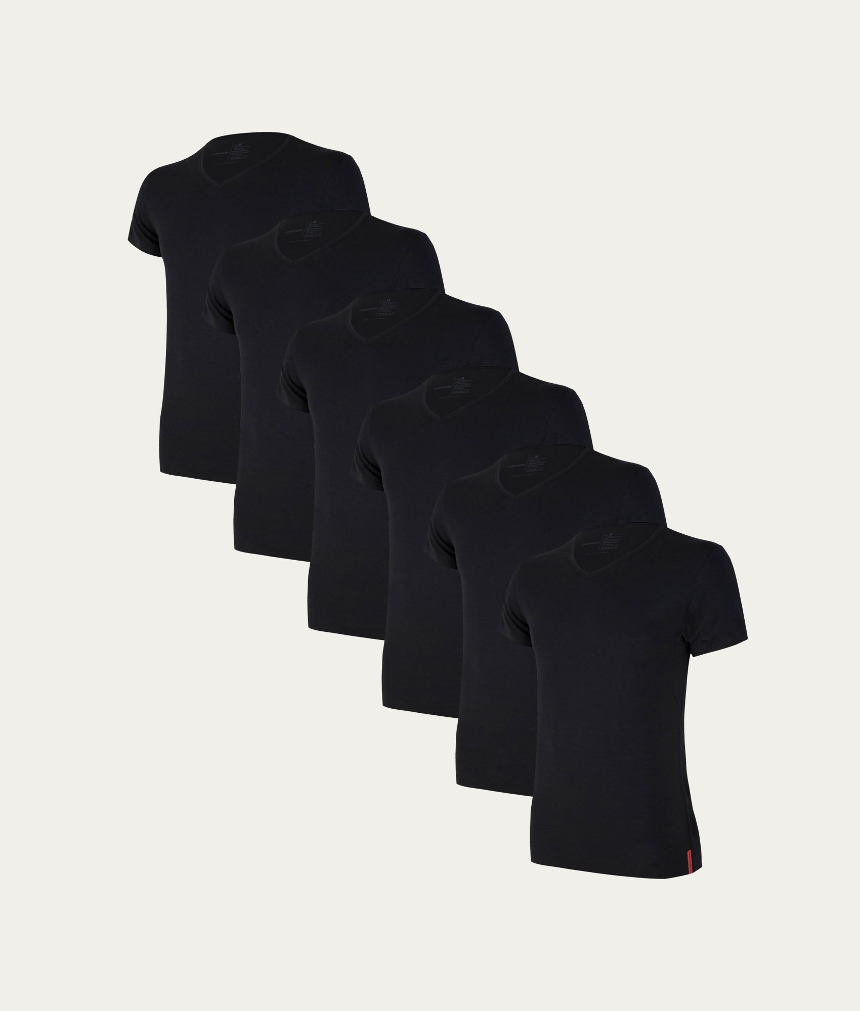 Zwarte Slim Fit T-shirt V - hals Volcano Ash (6 - pack) - Undiemeister