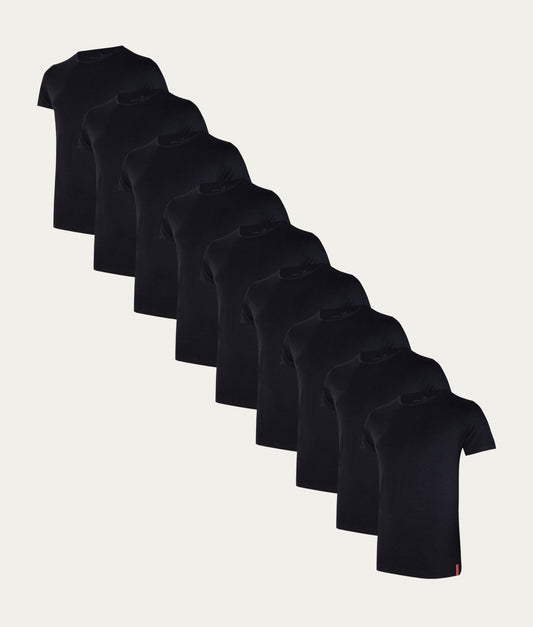 9-pack zwarte T-shirts met ronde hals | Undiemeister