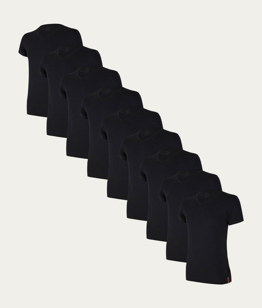 9-pack zwarte T-shirts met V-hals | Undiemeister