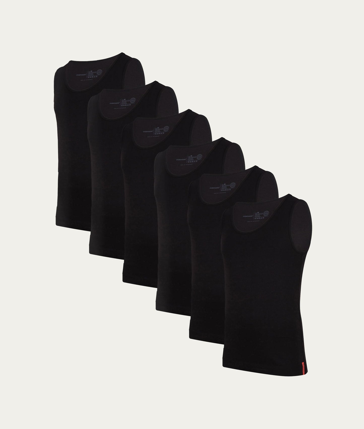 Zwarte Slim Fit Tanktop Volcano Ash (6 - pack) - Undiemeister