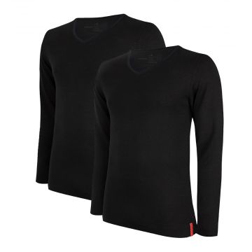 Undiemeister® Slim Fit Longsleeve V-neck 2-pack Volcano Ash