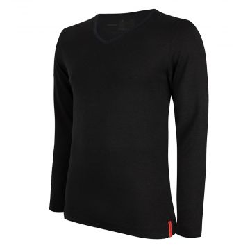 Undiemeister® Black Slim Fit Longsleeve V-Neck Volcano Ash