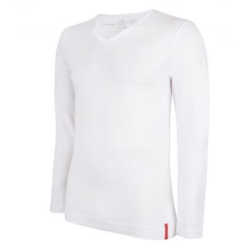 Undiemeister® White Slim Fit Longsleeve V-Neck Chalk White