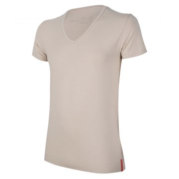 Khaki T-shirt Deep V-neck front