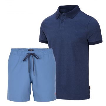 Undiemeister® Set Dark Blue Polo + Ice Blue Swim Trunks