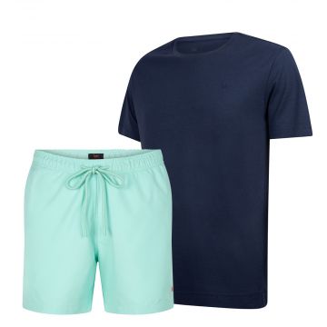 Undiemeister® Set Blå Casual T-shirt + Mintgrønne Badebukser