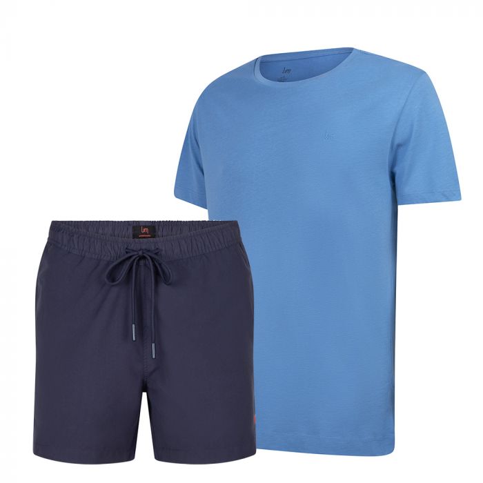 Undiemeister® Set Sky Blue Casual T-shirt + Blue Swim Trunk