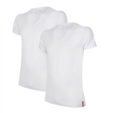 Undiemeister® Slim Fit T-shirt med djup V-ringning 2-pack Chalk White