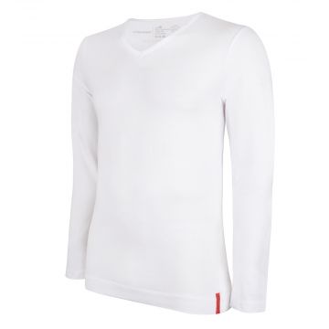 Undiemeister® Weiße Slim Fit Langarm T-Shirts mit V-Ausschnitt Chalk White