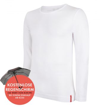 Undiemeister® Weißes Slim Fit Langarm T-Shirt Rundhalsausschnitt Chalk White