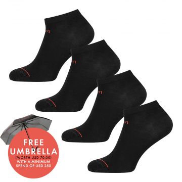 Undiemeister® Black Sneaker Socks Volcano Ash 4-Pack