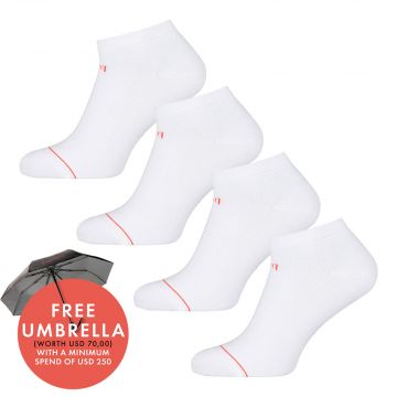 Undiemeister® White Sneaker Socks Chalk White 4-pack
