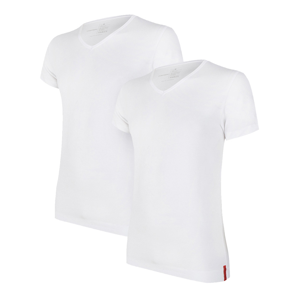 Undiemeister® Slim Fit T-shirt V-hals 2-pack Chalk White - Kwaliteit Heren Ondershirts - XXXL