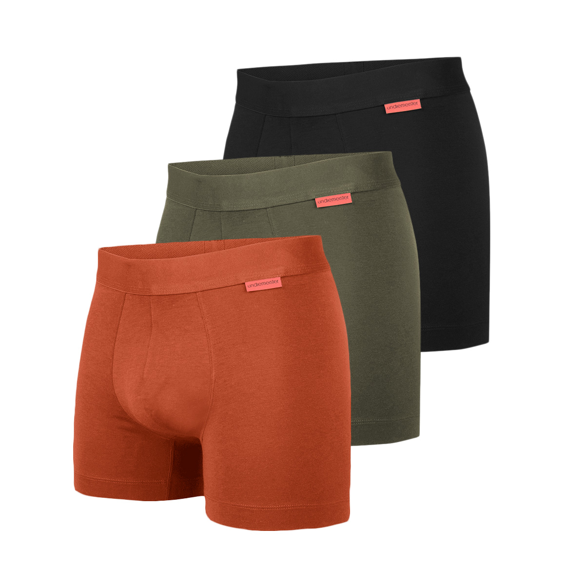 Undiemeister® Heren Boxershort Canyon Dust (oranje)/Highland Moss (olijfgroen)/Sea Breeze (turquoise) - Premium Mannen Boxershorts - M